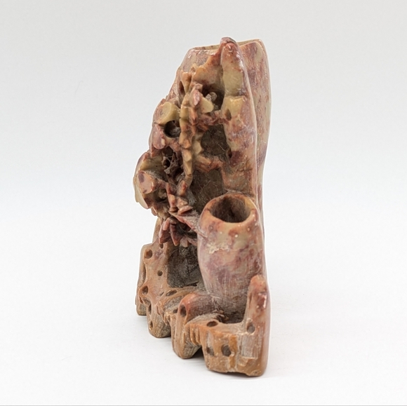 Vintage Chinese Pink Tan Soapstone Double Vase - Picture 2 of 13